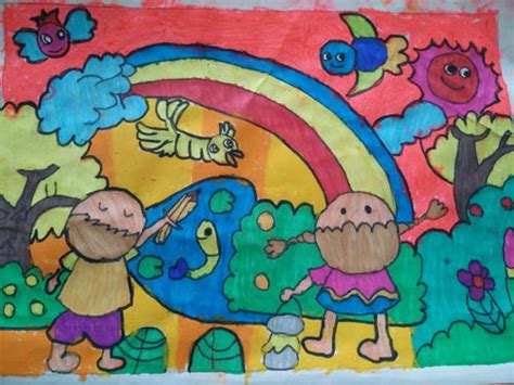 少儿书画作品-《彩虹桥》/儿童书画作品《彩虹桥》欣赏_中国少儿美术教育网