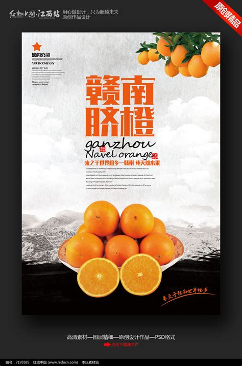水墨创意赣南脐橙宣传海报设计图片_海报_编号7195585_红动中国