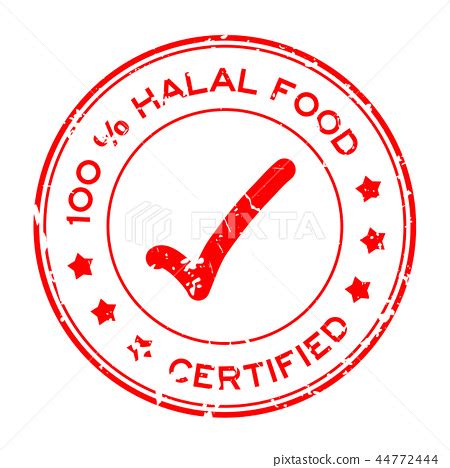 Grunge red 100 percent halal food certified stamp - Stock Illustration ...