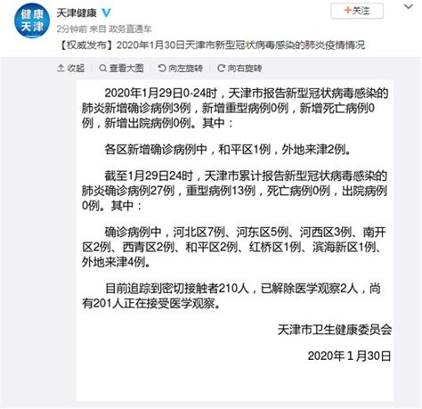 天津新增确诊病例3例 累计27例_手机新浪网