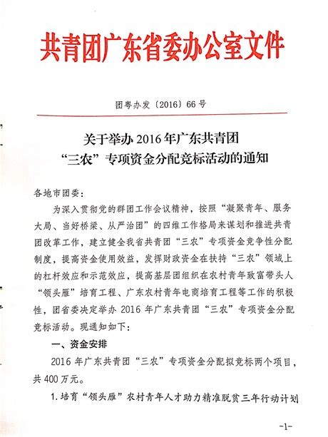 通知公告--共青团广东省委青年发展部
