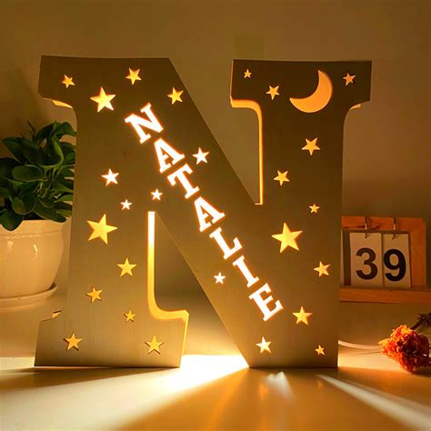 字母灯批发个性化名字灯 LED英文字母灯木质镂空装饰灯浪漫星星灯-阿里巴巴