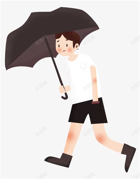男孩拿着雨伞素材图片免费下载-千库网