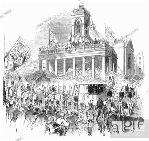 Her Majesty passing the Market-Place, Northampton, 1844. Creator ...