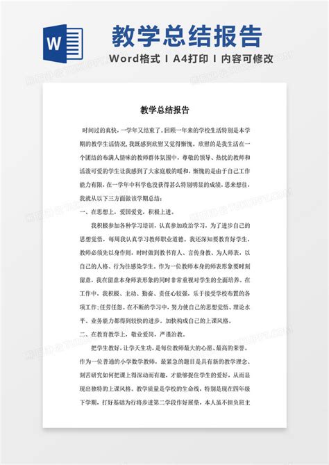 教学总结报告【2】Word模板下载_熊猫办公