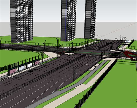 市中心十字路口道路公路su模型_道路_土木在线