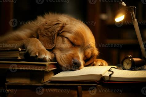 Unusual Dog asleep reading. Generate Ai 30581402 Stock Photo at Vecteezy