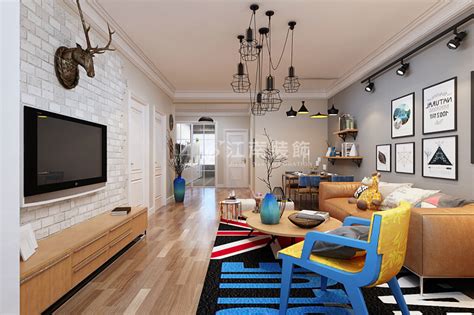 哈尔滨海富金棕榈-100平米两居现代风格-谷居家居装修设计效果图