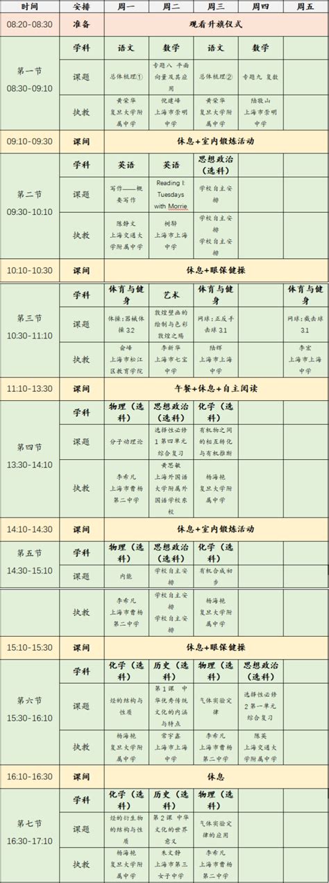 2023年3月27日-31日上海空中课堂课程表- 上海本地宝
