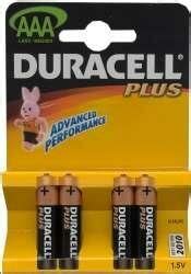 Duracell 1.5v AAA Alkaline Plus Battery Pack of 4