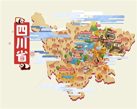四川省旅游地图插画插画图片下载-正版图片401943715-摄图网