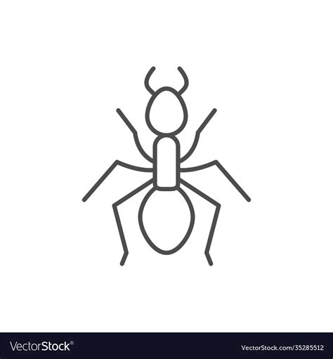 Ant line outline icon or insect concept Royalty Free Vector