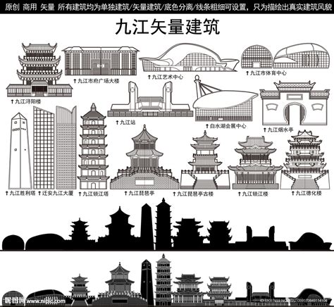 九江城市地标建筑大全,其它,设计素材,设计模板,汇图网www.huitu.com