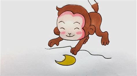 猴子捞月/少儿绘画作品/儿童画/网络美术馆_中国少儿美术教育网