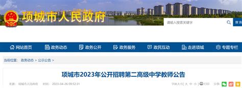 2023年河南周口项城市招聘第二高级中学教师26人公告（5月9日起报名）