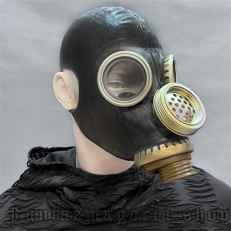 Rubber black gas mask eastern bloc (GP5 type) 1960s with carry bag ...