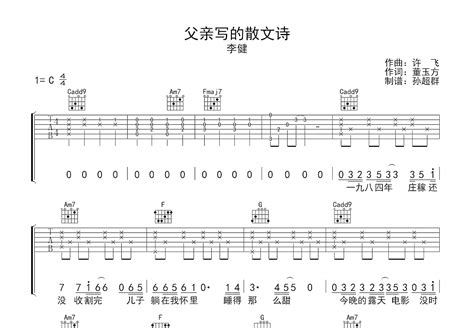 父亲写的散文诗吉他谱_李健_C调弹唱87%原版 - 吉他世界