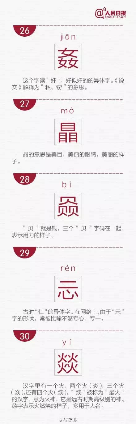 生僻字 汉语中最难认的30个汉字_教育_热词网