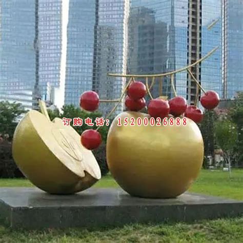 不锈钢金色苹果 广场景观雕塑-宏通雕塑