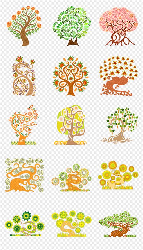 创意卡通大树签到树木绿叶班服名字树模板PNG设计素材