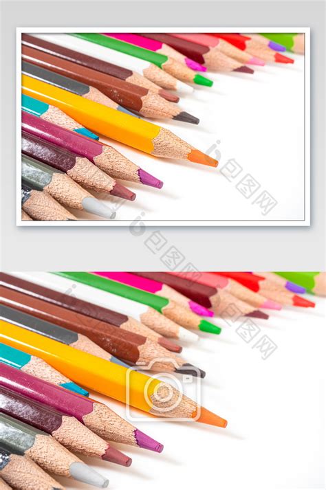 参差不齐的彩色绘画铅笔特写图片-包图网