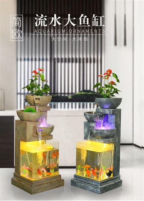 流水摆件景观鱼缸客厅小型喷泉瀑布办公室创意家居桌面装饰品送礼-阿里巴巴