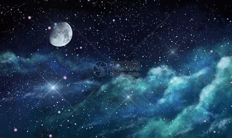 星空月亮唯美背景插画图片下载-正版图片400286676-摄图网