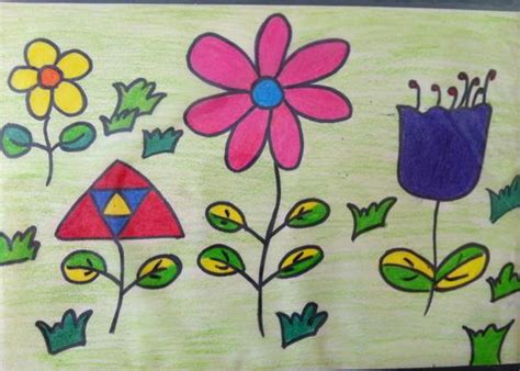 春天来了五颜六色的花朵盛开儿童画 - 5068儿童网