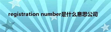 registration number是什么意思公司_环球知识网
