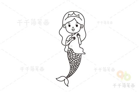 美丽的美人鱼怎么画 简单的美人鱼简笔画画法 美人鱼卡通画绘画教程(2)[ 图片/10P ] - 才艺君