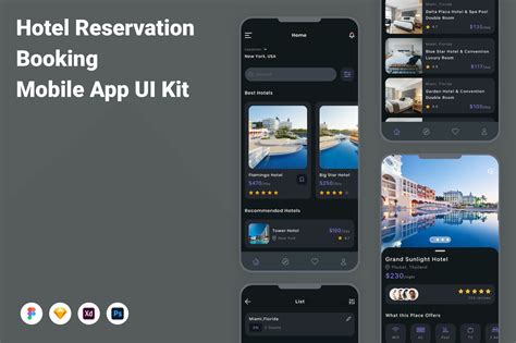 银河酒店预订APP UI套件在XD，银河酒店预订设计 - NicePSD 优质设计素材下载站
