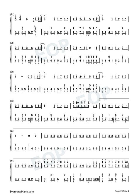 七里香-周杰伦双手简谱预览2-钢琴谱文件（五线谱、双手简谱、数字谱、Midi、PDF）免费下载