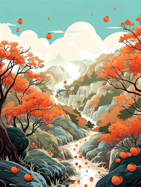 中国风秋色秋天树林10插画图片-千库网