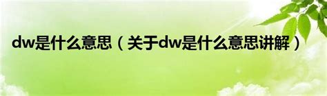 dw是什么意思（关于dw是什么意思讲解）_华夏智能网