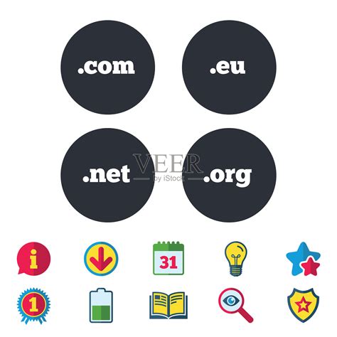 顶级域名标志com eu net和org插画图片素材_ID:369744017-Veer图库