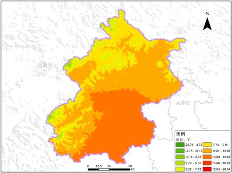 北京市多年平均气温空间分布数据-气象气候数据-地理国情监测云平台