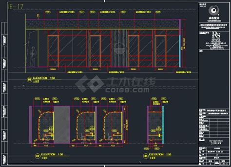 上海市黄浦区瑞安广场装修项目-办公室自用层26F立面装饰设计CAD图_办公室_土木在线