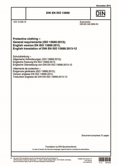 TS EN ISO 13688 Schutzkleidung