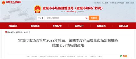 安徽省宣城市市场监管局公开2022年第三、第四季度产品质量市级监督抽查结果-中国质量新闻网