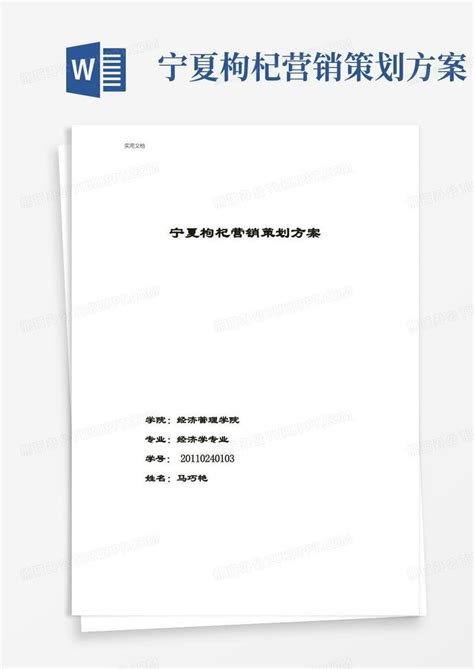 宁夏枸杞市场营销策划方案设计Word模板下载_熊猫办公