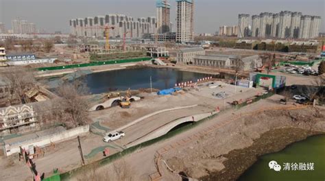 太原清徐县：清源水城景观桥项目即将完工