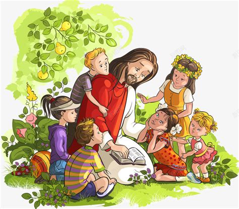 看圣经的耶稣与儿童png图片免费下载-素材0ikqjqVUq-新图网