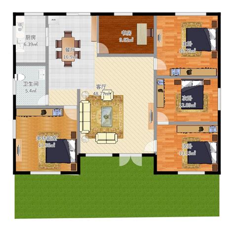 简约好看的一层房子效果图 含多种配色方案_新农村别墅网