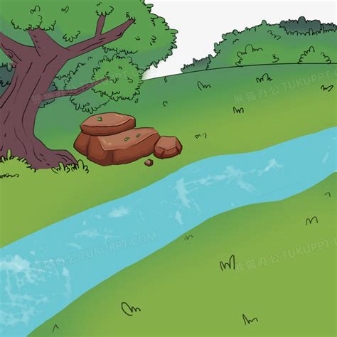 卡通手绘小溪草地河流元素PNG图片素材下载_草地PNG_熊猫办公