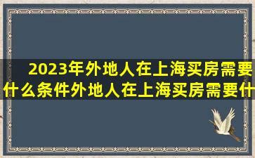 2023年外地人在上海买房需要什么条件外地人在上海买房需要什么条件-玖月律