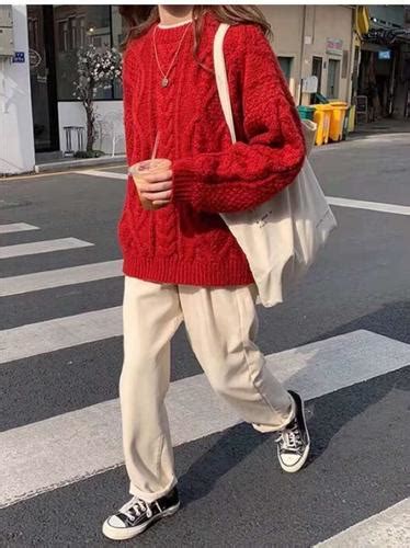 女生头像温柔红色毛衣
