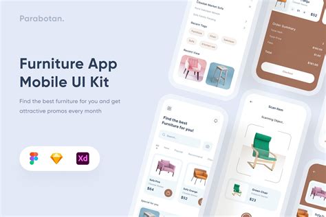 家具App应用界面UI设计套件 Furniture Mobile App – Uixasset – 设计小咖