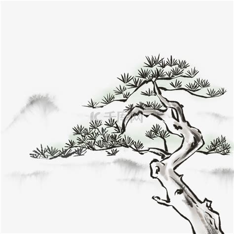 水墨植物松树素材图片免费下载-千库网