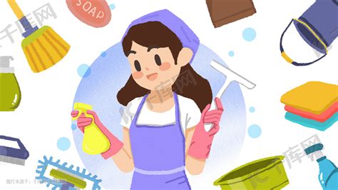 职业清洁人员保洁人员插画图片-千库网