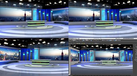 大屏民生新闻类栏目演播厅背景,虚拟演播室3D模型_现代场景模型下载-摩尔网CGMOL